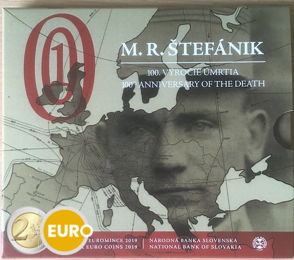 Euro set BU FDC Slowakije 2019 + 2 euro Milan Rastislav Stefanik