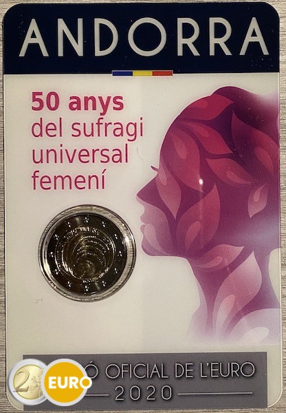 2 euro Andorra 2020 - 50 years of women's suffrage BU FDC Coincard