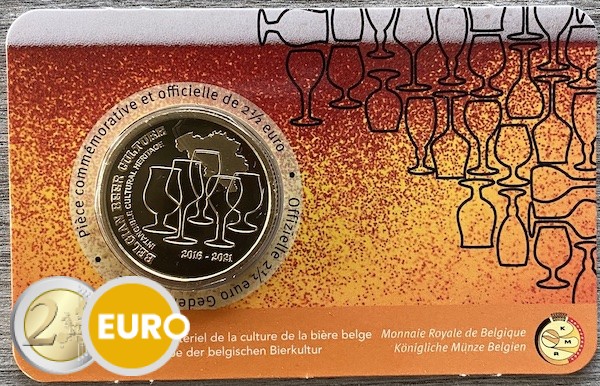 2,50 euro Belgium 2021 - Beer culture 5 years heritage BU FDC Coincard FR