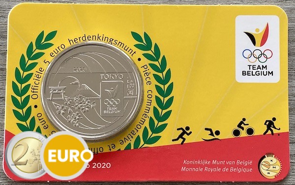 5 euro Belgium 2021 - Team Belgium Tokyo BU FDC Coincard Embossed