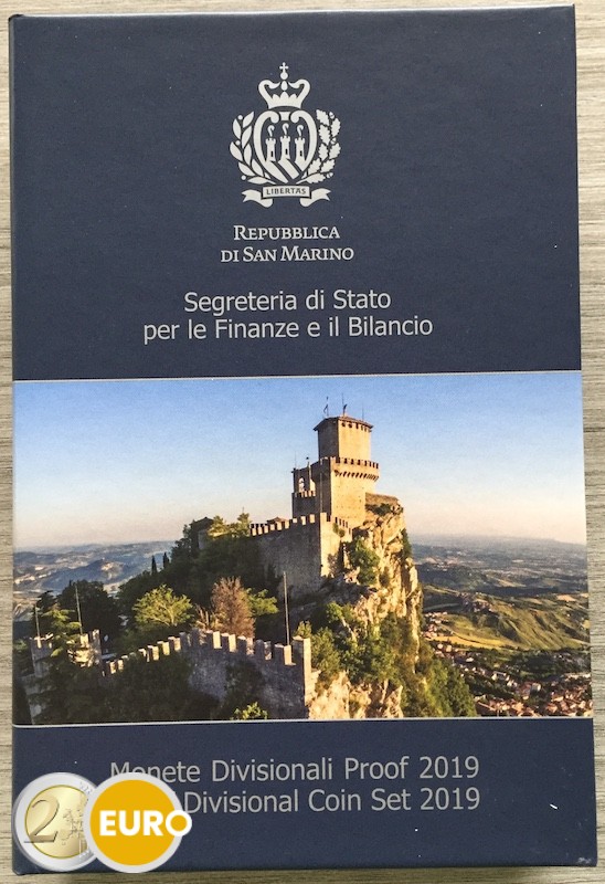 Serie de euro BE Proof San Marino 2019 + 2 x 2 euro conmemorativa