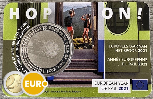 5 Euro Belgien 2021 - Europäisches Jahr der Schiene Stgl. Coincard