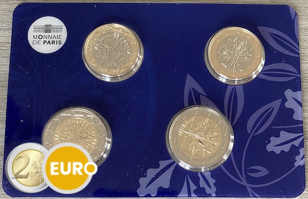 1 + 2 euros France 2002 et 2022 - Quadriptyque nouvelle face nationale BU FDC