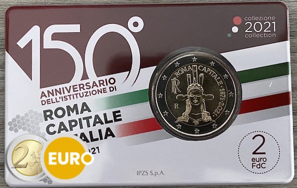 2 euro Italy 2021 - 150 years Rome Capital BU FDC Coincard