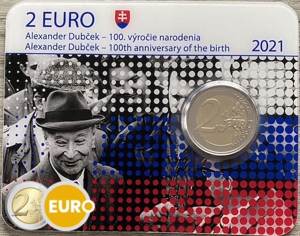 2 euro Slovakia 2021 - Alexander Dubcek BU FDC Coincard