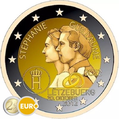 2 euro Luxembourg 2022 - 10 years wedding Guillaume and Stephanie UNC