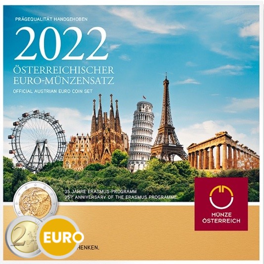 Euro set BU FDC Austria 2022 - Erasmus