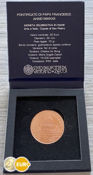 20 euros Vaticano 2022 - Basílica San Pedro BU FDC cobre