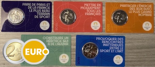 5 x 2 Euro Frankreich 2022 - Genius Diskuswerfen – Arc de Triomphe Stgl. Coincard