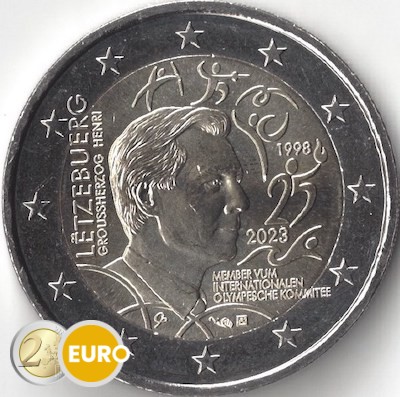 2 euros Luxembourg 2023 - 25 ans membre du Comité International Olympique UNC