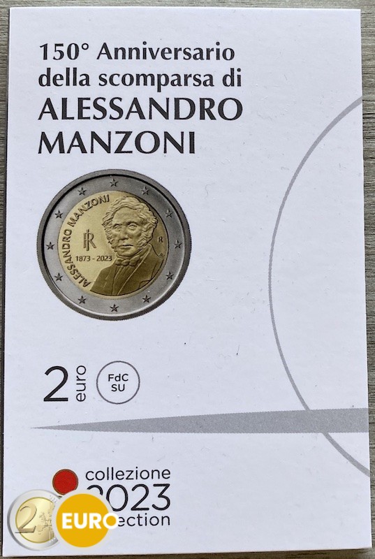 2 euros Italia 2023 - Alessandro Manzoni BU FDC Coincard