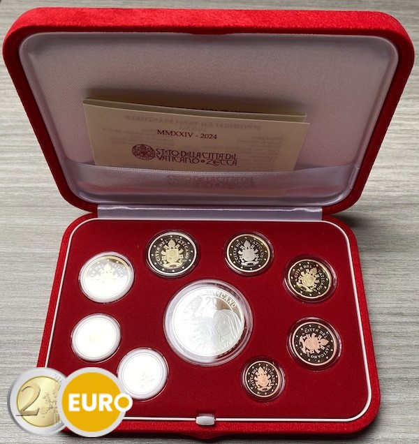 Euro set BE Proof Vaticaan 2024 + 20 euro zilver