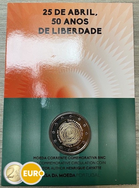 2 euros Portugal 2024 - 50 años revolución BU FDC Coincard