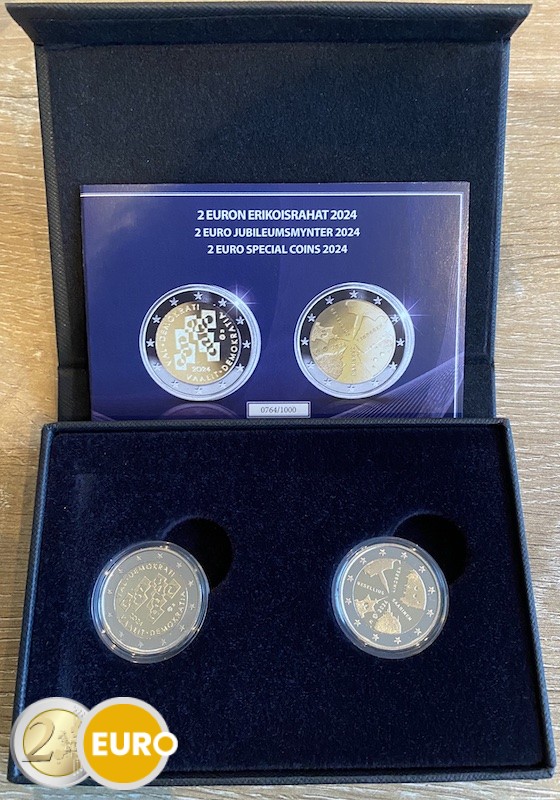 2 x 2 euro Finland 2024 - Verkiezingen en Gesellius, Lindgren, Saarinen BE Proof