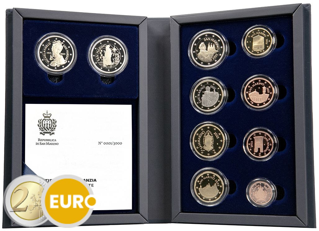 Euro set BE Proof San Marino 2025 + 2 x 2 euro Holy Year Michelangelo