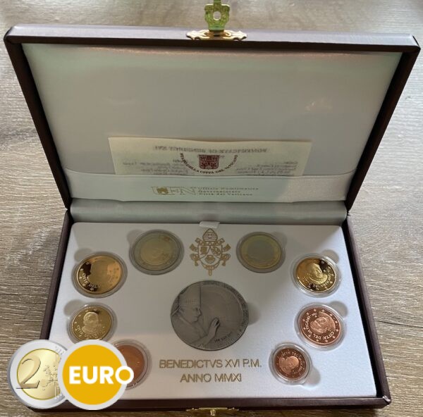 Série euro BE Proof Vatican 2011 + médaille argent Bibliothèque apostolique vaticane