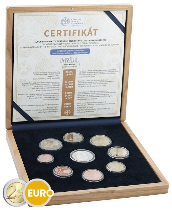Euro set BE Proof Slovakia 2025 - Gold Florin - Wooden Case