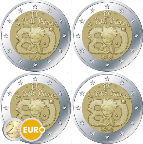 4 x 2 euro France 2026 - Little Prince BU FDC Coincard