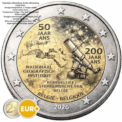 2 euro Belgium 2026 - National Geographic Institute and Royal Observatory BE Reverse Proof