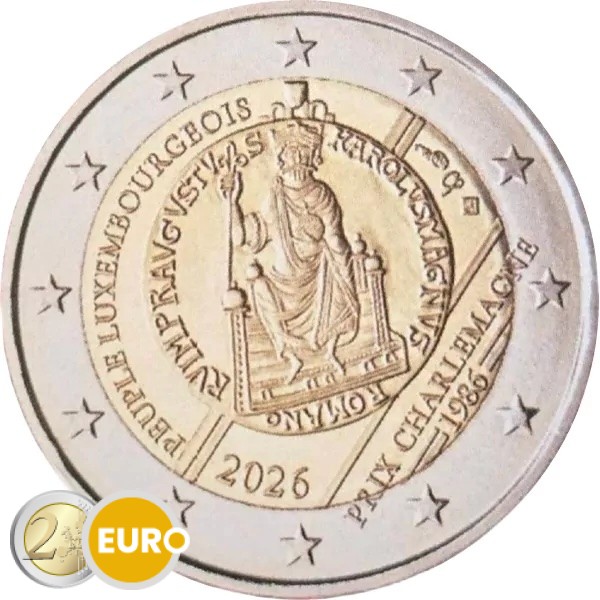 2 euro Luxembourg 2026 - Charlemagne Prize BU FDC Coincard KNM Mintmark