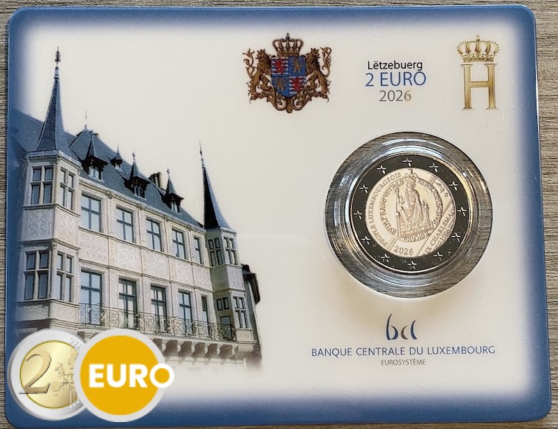 2 euro Luxembourg 2026 - Charlemagne Prize BU FDC Coincard KNM Mintmark