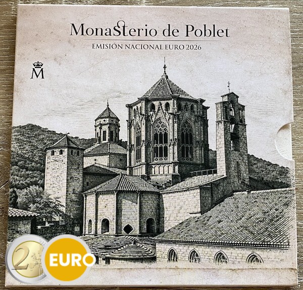 Euro set BU FDC Spain 2026 + 2 x 2 euro - Poblet