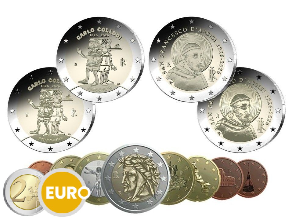 Euro set BE Proof Italy 2026 + 4 x 2 euro BE Proof and Reverse Proof
