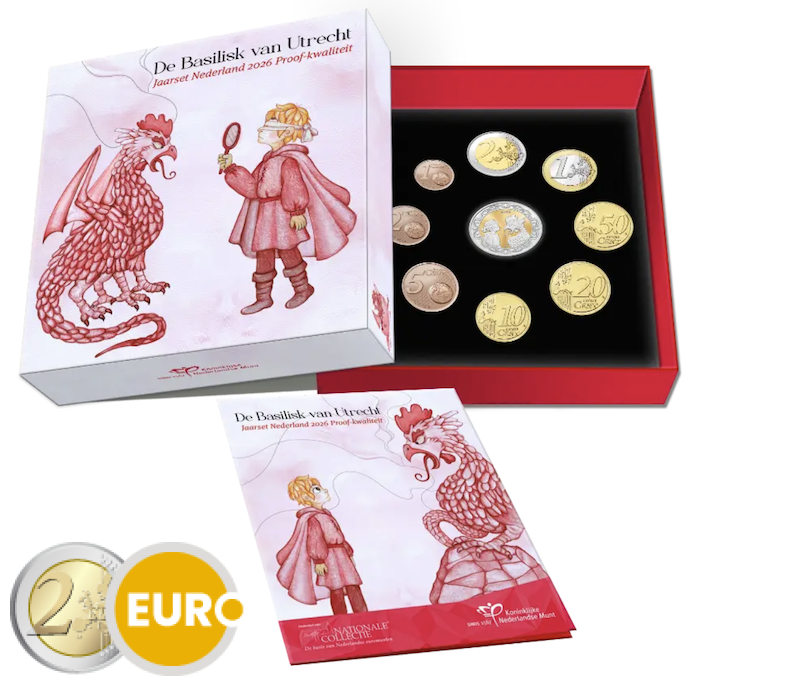 Euro set BE Proof Netherlands 2026 Basilisk of Utrecht